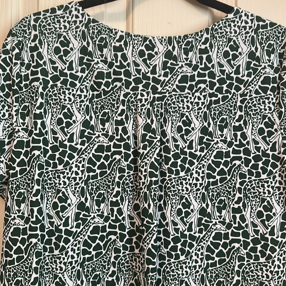 Jude Connally dark green and cream GraphicGiraffeMidi Dress, Ella style , large - Picture 7 of 16
